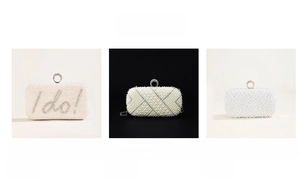 Detailed comparison of bride clutch bags with rhinestones and pearl embellishments