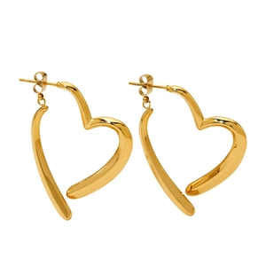 Elegant gold stainless steel heart hoop earrings for women with a minimalist design