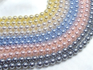 Macro view of multi-color round pearl beads with soft luster for DIY jewelry making