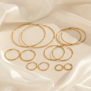 Stainless Steel Hoop Earrings Minimalist Geometric Smooth Round Circle Jewelry For Women