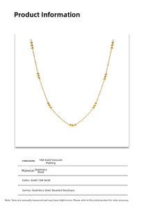 Detail of 18K gold-plated stainless steel bead chain necklace with polished finish