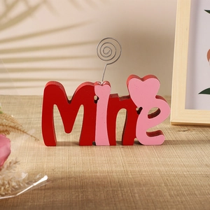 Creative MINE wooden letter blocks photo holder ornament for home wedding desk decor