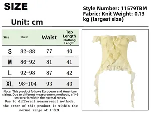 Size chart detail for off-shoulder sexy tube top with knitting fabric specifications