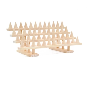 Three-tier solid wood cone ring display stand organizer for jewelry showcase