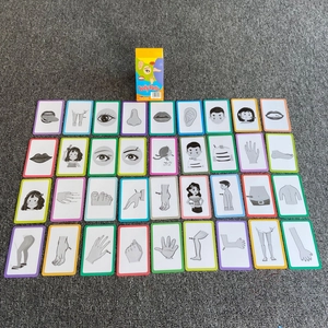 Educational body parts flash cards for kids with colorful storage box and detailed diagrams