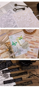 Macro detail of vintage English gold foil stickers with floral and butterfly themes