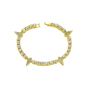 Bracelet Homme Hip Hop À Pointes Strass Alliage Chaîne De Tennis Style Punk Bijoux Luxe