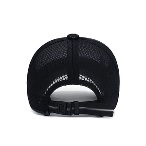 Breathable black mesh baseball cap for men and women with reflective back strap