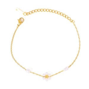 Elegant gold-plated bracelet with pearl flower charm and lobster clasp for women