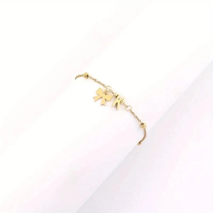 Gold stainless steel butterfly and letter K charm bracelet for women daily jewelry gift
