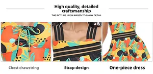 Dettaglio del costume tropicale con coulisse regolabile e inserti in rete a strisce