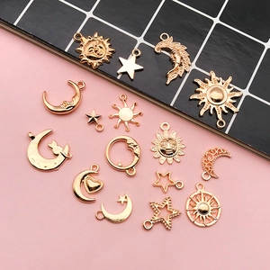 DIY Zinc Alloy Celestial Charms Gold Sun Moon Star Cat Pendants For Jewelry Making Earrings Bracelet Necklace Accessories