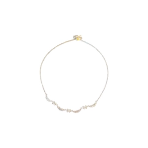 Silver metallic bowknot adjustable pendant necklace with elegant wavy chain design
