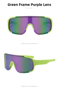 Occhiali ciclismo bimbo con montatura verde e lenti polarizzate viola antivento