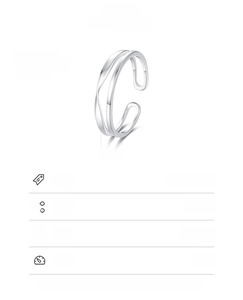 Detail showing S925 sterling silver double-layer open ring with 0.45cm width and 1.24g weight