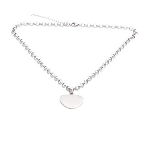 Polished silver titanium steel heart pendant necklace with elegant link chain