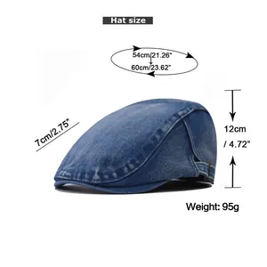 Tableau des tailles détaillé pour la casquette plate en jean délavé ajustable