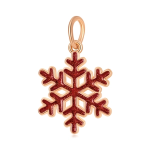 Pendentif flocon de neige de Noël rose doré et émail pailleté rouge pour bijoux DIY