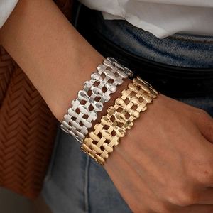 Hollow Oval Three Layer Open Cuff Bracelet Metal Geometric Fashion Jewelry For Women