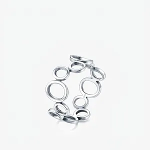 925 Sterling Silver Hollow Geometric Circles Ring For Women Minimalist Open Index Finger Band Fashion Jewelry Gift