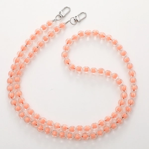 Pink orange translucent beaded crossbody phone chain with silver lobster clasps