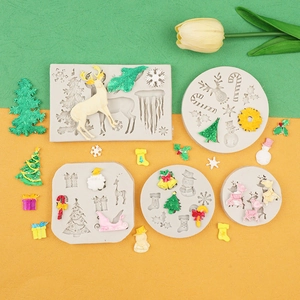 Detailed Christmas silicone molds for DIY baking featuring reindeer and snowflakes