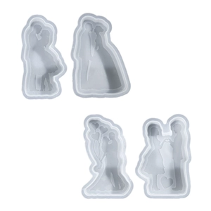 Set van 4 siliconen mallen met romantische bruidsparen voor DIY-kaarsen en harsdecoratie
