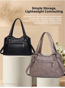 Détail de sacs fourre-tout en cuir PU noir et mauve avec double poignée et zips argentés