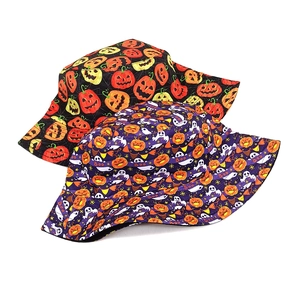 Détails de bobs d'Halloween avec motifs citrouilles et fantômes sur tissu sergé robuste