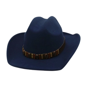 Classic dark blue western cowboy hat with studded leather band for men and women