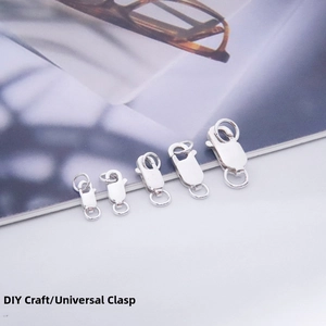 Detailed view of S925 sterling silver square spring lobster clasps in five sizes