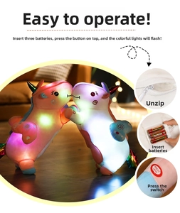Detailed operation guide for installing batteries into the glowing unicorn plush toy