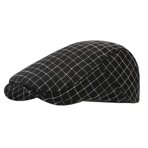 Béret classique à carreaux noirs et blancs avec visière courte pour hommes et femmes
