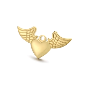 Golden heart wing pendant in polished stainless steel for DIY jewelry accessory making