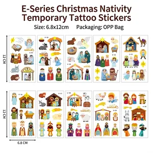 Christmas Nativity scene temporary tattoo stickers set for holiday party face decor