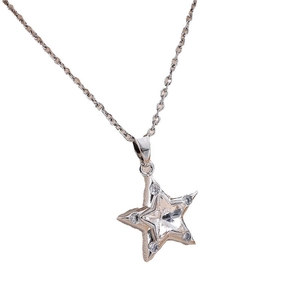 Minimalist gold star pendant necklace with sparkling zircon crystals on a fine O-chain
