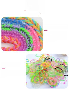 Close-up of colorful eco-friendly rubber loom bands for DIY bracelet weaving and crafting