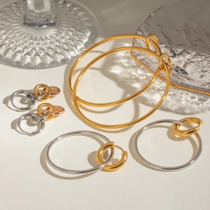 Créoles entrelacées en acier inoxydable plaqué or 18 carats en tons or argent et rose
