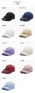 Detail grid showing nine color options of the bow-decorated baseball cap in cotton