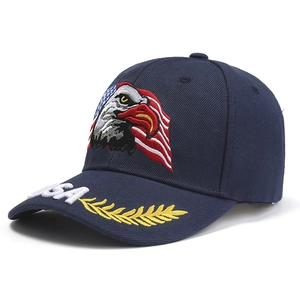Gorra de béisbol azul marino con bordado de águila de EE. UU. y laurel dorado