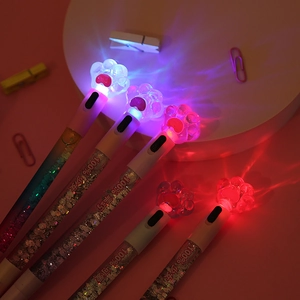 Stylos gel patte d'ours en cristal lumineux avec paillettes scintillantes et lumières LED