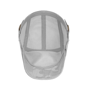 Grey camouflage flat cap for men and women featuring breathable mesh lining for summer