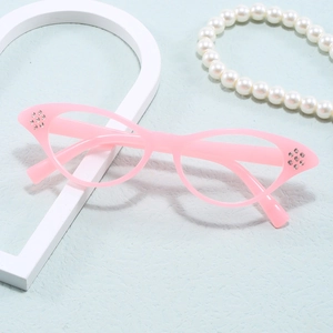 Women Cat Eye Eyeglass Frames Retro Clear Lens Decorative Glasses Rhinestone PC Frame Fashion Trendy