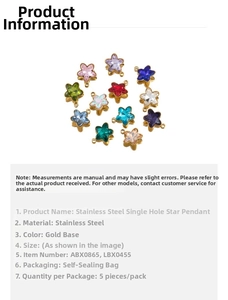 Detailed view of colorful star-shaped stainless steel charms in multiple assorted colors