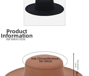 Detailed size specifications for the boater hat showing 56-58cm brim and 10cm depth