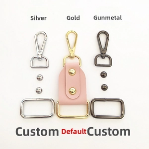 Zinc alloy bag hardware kit in silver, gold, and gunmetal finishes with leather detail