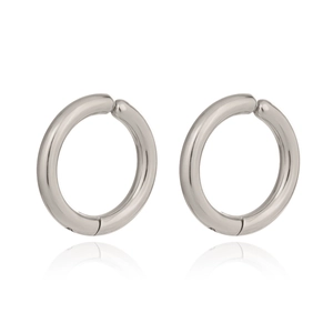 Polished silver minimalist non-pierced hoop clip earrings for women in stainless steel