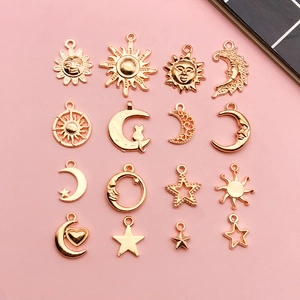 Golden sun moon and stars alloy charms for DIY necklaces bracelets and jewelry making