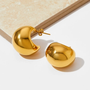 Boucles d'oreilles créoles gouttes dorées polies en acier inoxydable minimaliste