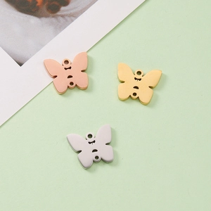 Three-piece DIY butterfly charms set in rose gold, gold, and silver stainless steel